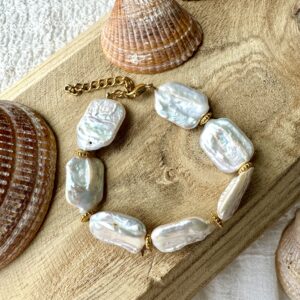 bracelet en perles carrées d'eau douce